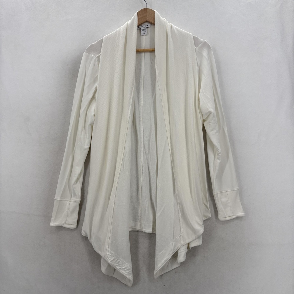 Athleta Pranayama Restore Wrap Womens Medium Beige Lightweight Cardigan Sweater